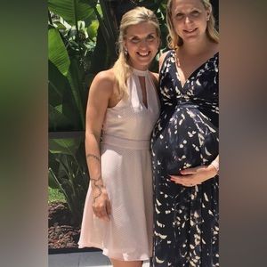 Express pastel pink polka dot dress